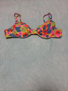 Bright Floral Retro Bikini Top L
